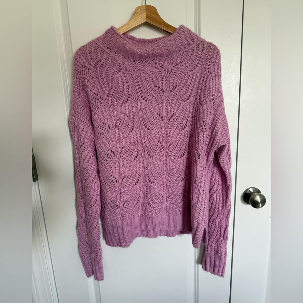 J Crew Cozy Pink Cable Knit Sweater Sz L